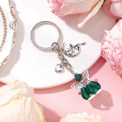 Glass & Tibetan Style Alloy Keychain KEYC-MZ00037-08-1