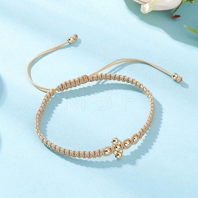 Brass Beaded Braided Bead Bracelets BJEW-JB12817-1