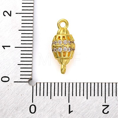 Brass Micro Pave Clear Cubic Zirconia Hollow Oval Connector Charms KK-A230-05A-G-1