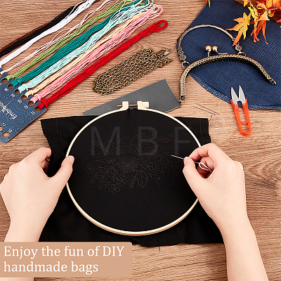 DIY Ethnic Style Flower Pattern Embroidery Crossbody Bags Kits DIY-WH0374-77-1