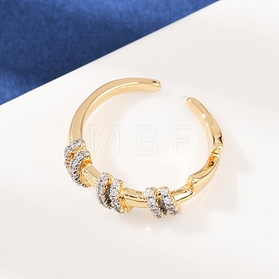 Brass Micro Pave Cubic Zirconia Adjustable Cuff Rings RJEW-C140-08G-1