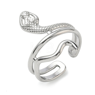 304 Stainless Steel Cuff Open Rings for Women RJEW-L341-01B-P-1