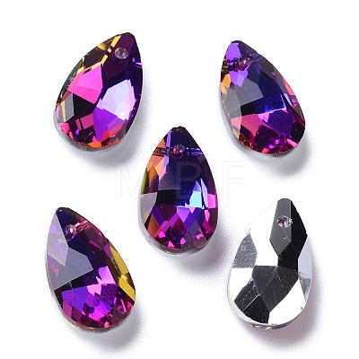 Faceted Teardrop Glass Pendants GLAA-O008-A24-1