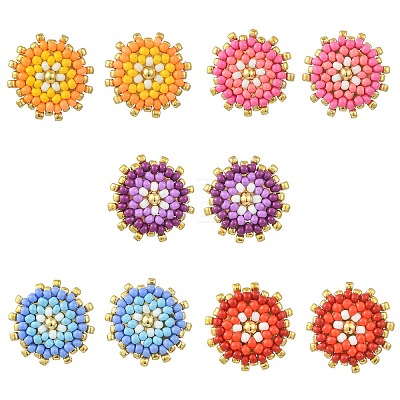 Glass Seed Bead Stud Earrings EJEW-MZ00741-1