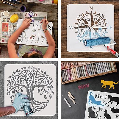 Large Plastic Reusable Drawing Painting Stencils Templates DIY-WH0172-687-1