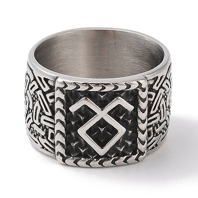 Viking 304 Stainless Steel Rune Finger Rings RJEW-U005-09AS-1