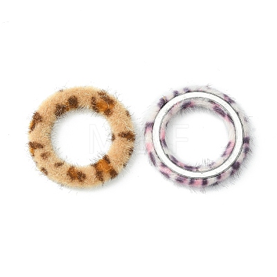 Cloth Fabric/Faux Mink Fur Covered Linking Rings WOVE-X0001-30B-1