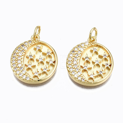 Brass Micro Pave Clear Cubic Zirconia Pendants ZIRC-N039-135-NF-1
