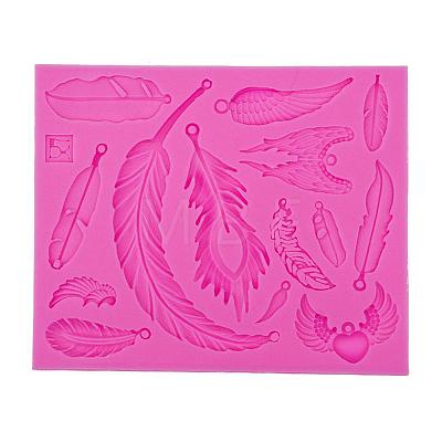 Feather Shape DIY Food Grade Silicone Molds AJEW-P046-36-1