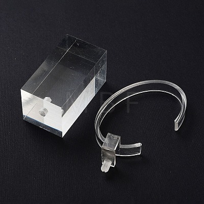 3Pcs 3 Sizes C Shaped Organic Glass Single Bracelet Display Stands Set BDIS-Q027-01-1