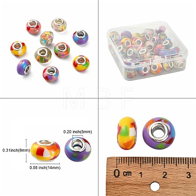 50Pcs 5 Colors Resin European Beads RESI-CJ0002-41-1