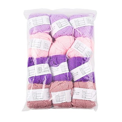 12 Skeins 4 Colors 4-Ply 60%Polyester 40%Acrylic Blended Yarn OCOR-FS0001-07E-1