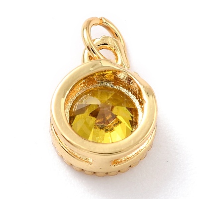 Real 18K Gold Plated Brass Inlaid Cubic Zirconia Charms ZIRC-L100-081G-02-1