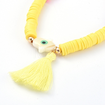 Handmade Polymer Clay Heishi Beads Stretch Bracelets BJEW-JB05079-02-1