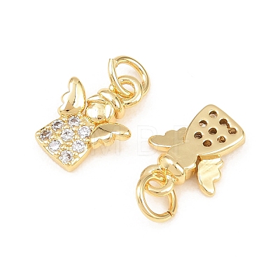 Brass Micro Pave Cubic Zirconia Charms KK-C162-032G-1