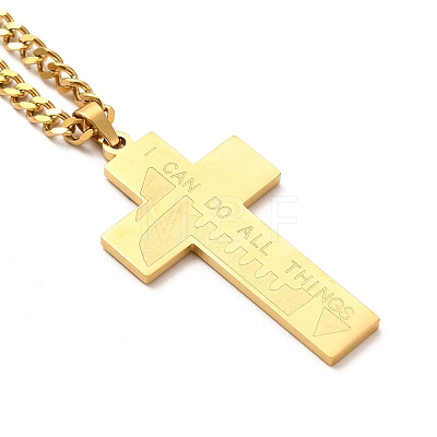 304 Stainless Steel Cross Pendant Necklaces NJEW-M197-04G-1