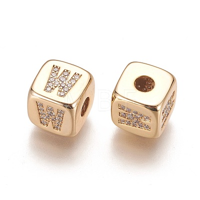 Brass Micro Pave Cubic Zirconia Beads KK-K238-16G-W-1
