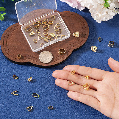 40Pcs 5 Styles Brass Snap On Bails KK-TA0008-87-1