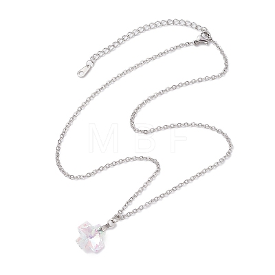 Electroplated Clear AB Glass Pendant Necklaces NJEW-JN05146-03-1