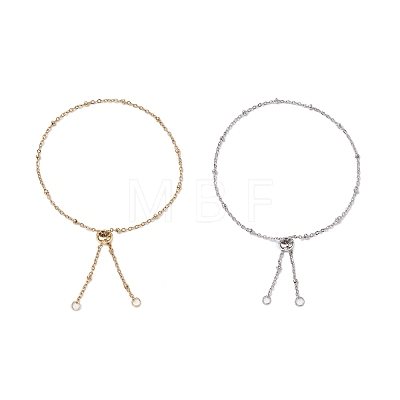 2Pcs 2 Colors 304 Stainless Steel Satellite Chain Slider Bracelet Making AJEW-JB01246-1