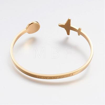 304 Stainless Steel Cuff Bangles BJEW-N0028-02-1
