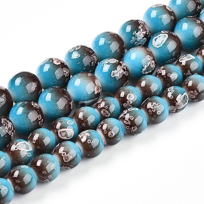 Baking Paint Glass Beads Strands DGLA-N008-8mm-07-1