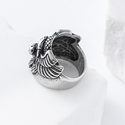 304 Stainless Steel Snake with Eagle Finger Rings for Men TH9949-4-1