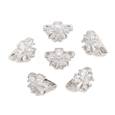 SHEGRACE Flower Brass Micro Pave Clear Cubic Zirconia Spacer Bars XGRQ5K154-827P-1