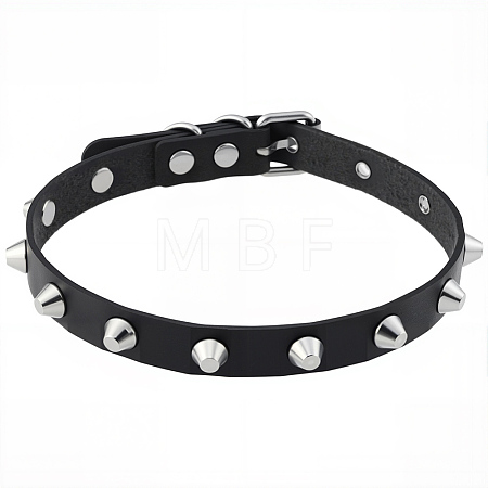 Punk Rock Style Alloy Rivet Imitation Leather Chocker Necklaces NJEW-CL0001-31-1