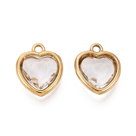 Valentine's Day 304 Stainless Steel with Glass Charms STAS-Q119-01G-01-1