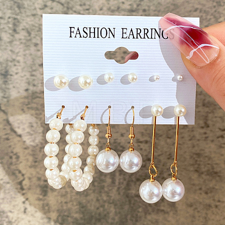 Alloy & Plastic Pearl Earring Sets WG17A46-24-1