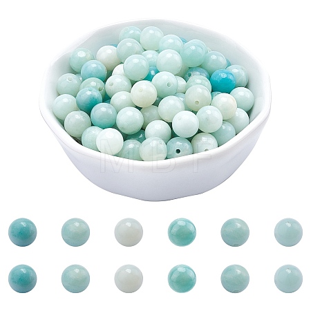 Round Natural Amazonite Bead Strands G-AR0001-64-1
