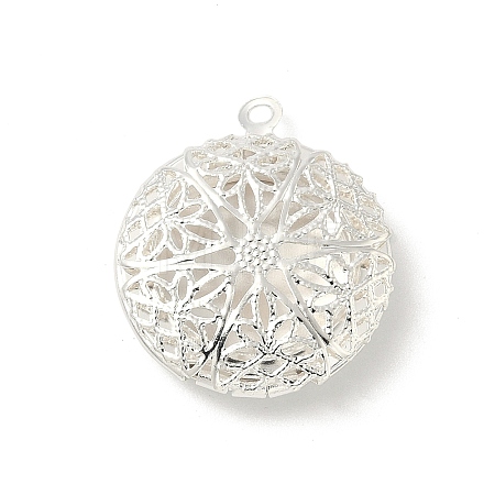 Flat Round Brass Hollow Locket Pendants KK-K414-11B-S-1