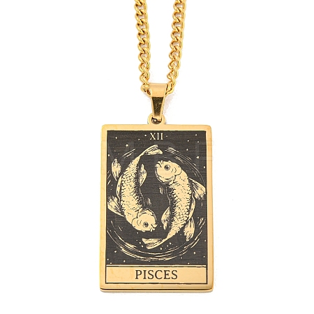 304 Stainless Steel Tarot Pendant Necklaces NJEW-A026-01G-12-1