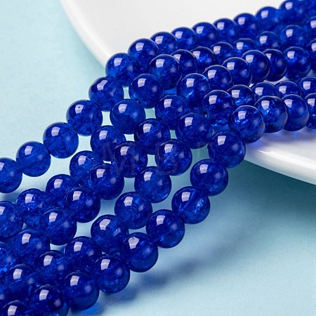 Spray Painted Crackle Glass Beads Strands CCG-Q001-8mm-14-1