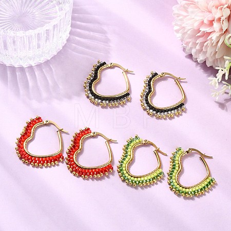 Glass Seed Hoop Earrings for Women EJEW-MZ00797-1
