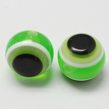 Round Evil Eye Resin Beads RESI-R159-10mm-03-1