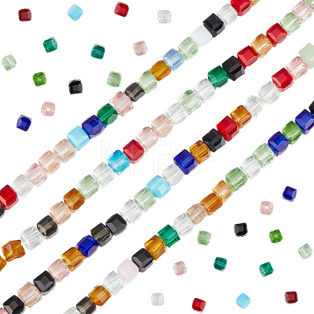 2Strands Faceted Transparent Glass Cube Beads Strands GLAA-PA0001-87-1