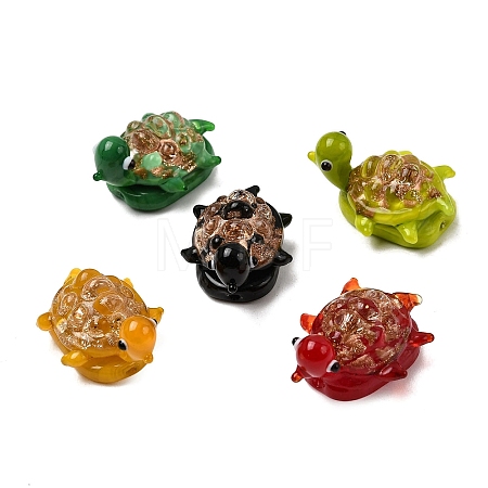 Handmade Gold Sand Lampwork Beads LAMP-K044-01-1