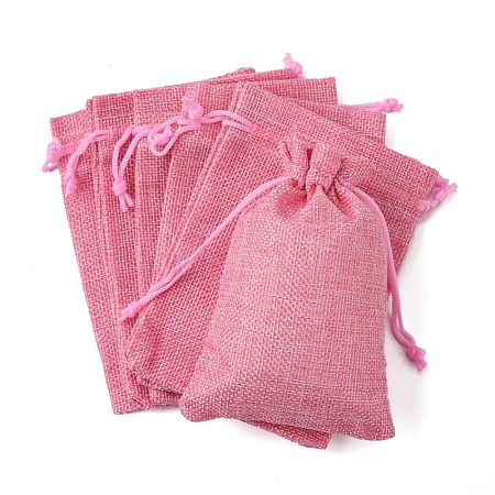Polyester Imitation Burlap Packing Pouches Drawstring Bags X-ABAG-R004-14x10cm-04-1