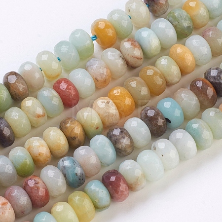 Natural Flower Amazonite Beads Strands G-J375-13-5x8mm-1