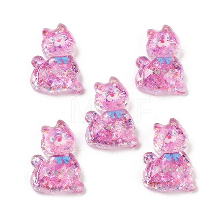 Transparent Resin Bowknot Kitten Decoden Cabochons RESI-M045-07B-1