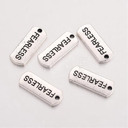 Tibetan Style Alloy Rectangle with Word Fearless Pendants X-TIBEP-Q043-064-RS-1