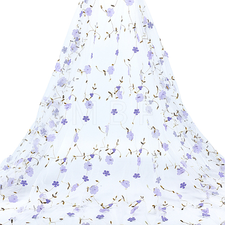 6 Yards Flower Pattern Milk Fiber Mesh Fabric DIY-NB0014-82C-1