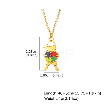 304 Stainless Steel Enamel Autism Awareness Boy Pendant Necklaces WGE6A57-01-1