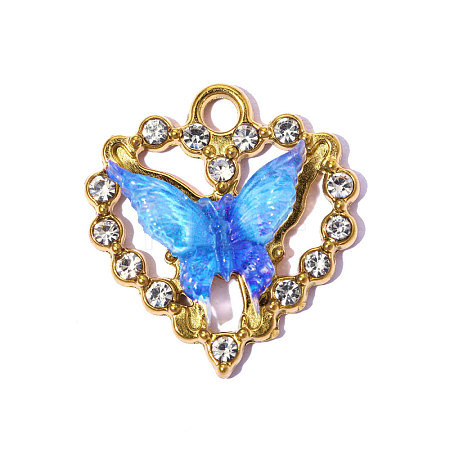 304 Stainless Steel Rhinestone Pendants STAS-OY015-36G-01-1