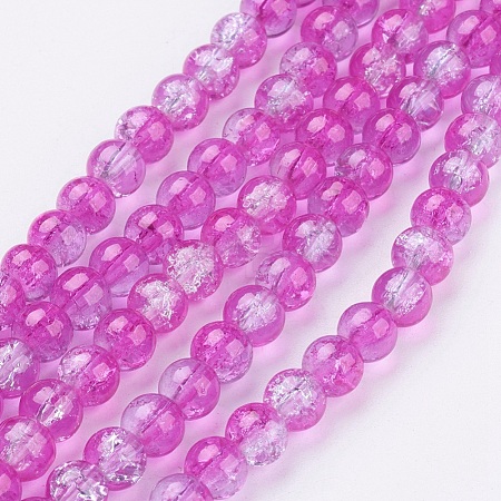 Spray Painted Crackle Glass Beads Strands CCG-Q002-6mm-09-1