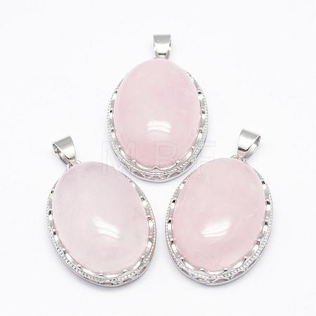 Natural Rose Quartz Pendants G-D851-03-1