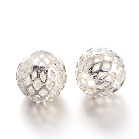 Rack Plating Hollow Round Brass Filigree Beads X-KK-L129-12S-1