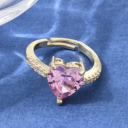 Brass Pave Cubic Zirconia Cuff Open Rings CU-CBA5C10-20G-1